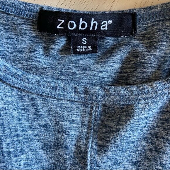 Zobha Blue Gray Twist Front Active Yoga Crop Top Women’s Size Small - Picture 3 of 3